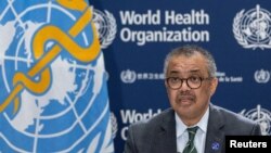 테드로스 아드하놈 게브레예수스 세계보건기구(WHO) 사무총장이 지난달 스위스 제네바에서 브리핑에 참석하고 있다. (자료사진)