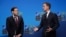 Marco Rubio, left, and Mark Rutte deliver a statement during a meeting of NATO foreign ministers in Sweden, Friday, May 22, 2026. 
