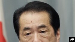 Japanese Prime Minister Naoto Kan during a press conference in Tokyo, May 10, 2011