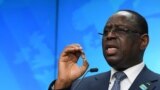 FILE: Senegal's President Macky Sall speaks at a news conference on the second day of a European Union (EU) African Union (AU) summit at The European Council Building in Brussels, Belgium February 18, 2022.