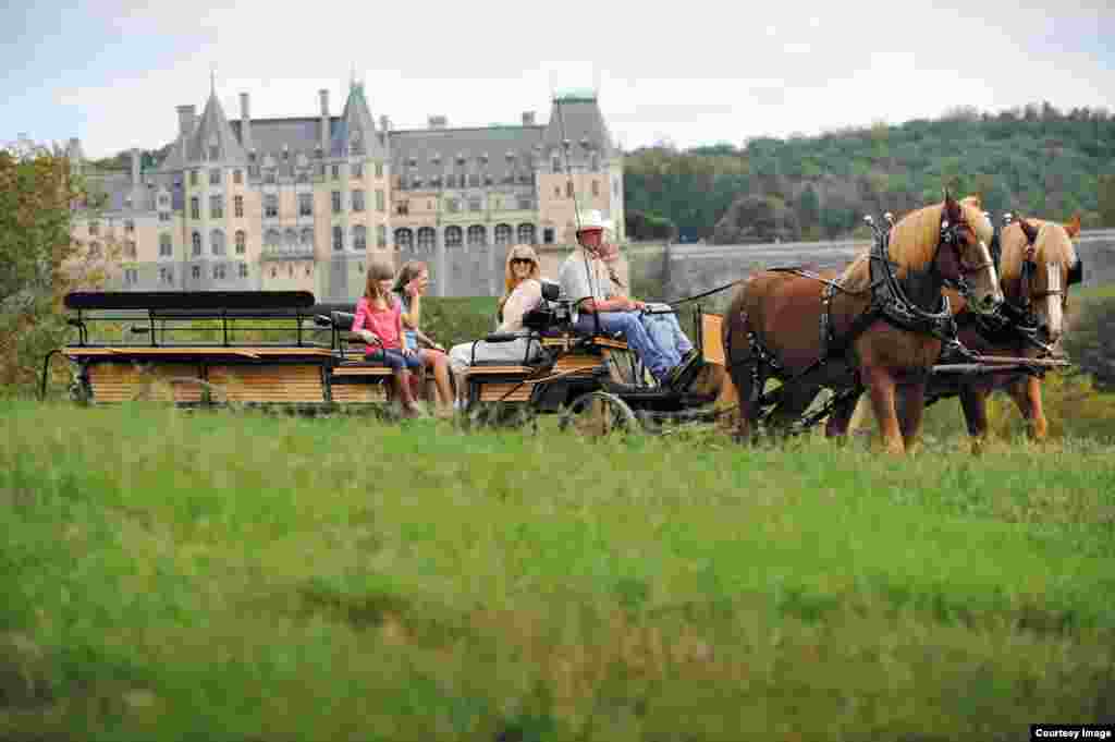 Carriage ride for visitors on the grounds of Biltmore.
