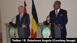 Le chef de la diplomatie belge, Didier Reynders et Manuel Augusto, ministre angolais des relations extérieures, lors d’une visite du président angolais João Lourenço en Belgique, 11 septembre 2018. (Twitter / R. Exteriores Angola)