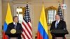 El presidente Iván Duque y el secretario de Estado de EE.UU., Mike Pompeo, en rueda de prensa virtual, en la Casa de Nariño. [Foto: Presidencia Colombia]