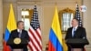 El presidente Iván Duque y el secretario de Estado de EE.UU., Mike Pompeo, en rueda de prensa virtual, en la Casa de Nariño. [Foto: Presidencia Colombia]