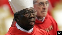 Nigerian Cardinal Francis Arinze attends a Mass in St. Peter's Basilica at the Vatican, April 18, 2005.