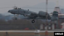 A U.S. A-10 Thunderbolt II takes off for a training mission during an excercise at South Korea's Osan Air Base, March 1, 2017.
