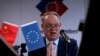 President of the European Union Chamber of Commerce in China Jens Eskelund gestures as he speaks during a press conference for the annual European Business in China Position Paper, in Beijing, Sept. 11, 2024. 