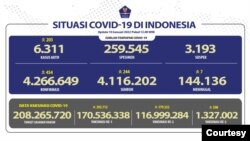 Grafik situasi COVID-19 di Indonesia. (BNPB)