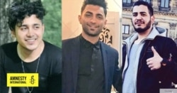 Foto de los tres jóvenes sentenciados a muerte por participar en las protestas contra el gobierno en Irán en noviembre de 2019. De izquierda a derecha: Saeid Tamjidi, Mohammad Rajabi y Amir Hossein Moradi. (Courtesía de Amnistía Internacional).