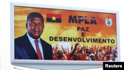 FILE: Image of MPLA presidential candidate and incumbent President Joao Lourenco on a campaign billboard in Luanda. Taken 8.21.2022