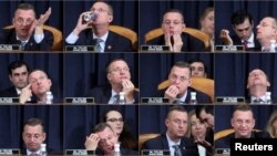 Foto sa a montre kèk manm Komisyon Afè Jidisyè a nan Chanm Depite ameriken an pandan dewoulman seyans depozisyon avoka 2 pati yo lendi 9 desanm 2019 la.