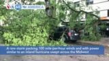 VOA60 America - A rare storm packing 100 mile-per-hour winds swept across the Midwest