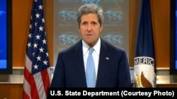 美国国务卿约翰•克里。(国务院官网视频截图) Secretary of the State John Kerry (State Department webcast) 