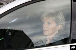 Australian Foreign Minister Julie Bishop arrives at the Commonwealth Parliament Offices in Sydney, July 18, 2014.