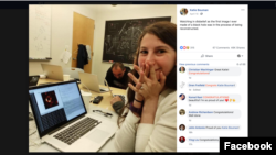 Katie Bouman wrote on Facebook, “Watching in disbelief as the first image I ever made of a black hole was in the process of being reconstructed.”