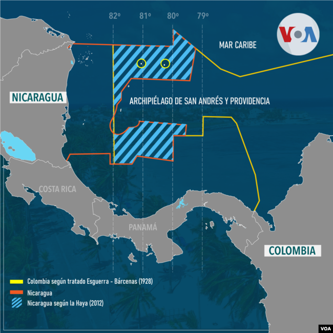 Disputa marítima de vieja data entre Nicaragua y Colombia se dirime en La Haya. [Mapa]