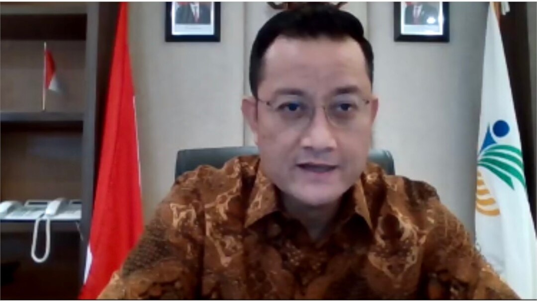 Menteri Sosial, Juliari Batubara saat menjadi narasumber di diskusi daring "Solidaritas Sosial". Jumat 8 Mei 2020. (Screenshot Anugrah Andriansyah).