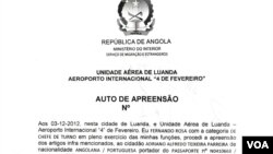 Auto de apreensão dos passaportes entregue pelo SME a Adriano Parreira