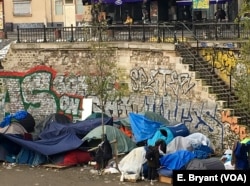 A migrant squatter camp in northeastern Paris. Periodically, police across the city raze these camps, but they invariably pop back up in other locations.