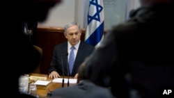 色列總理內塔尼亞胡星期天在耶路撒冷出席每周的內閣會議。