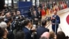 Канцлер Німеччини Фрідріх Мерц дає інтерв'ю в рамках саміту лідерів ЄС у Брюсселі 15 жовтня 2026 року. Фото: AP/Harry Nakos