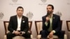 Donald Trump Jr., kanan, putra mantan presiden AS Donald Trump, berbicara saat Presiden dan CEO Media Nusantara Citra (MNC) Group Hary Tanoesoedibjo mendengarkan saat konferensi pers di Jakarta. (Foto: AP)