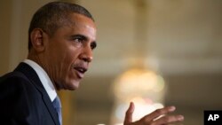 President Barack Obama speaks in the East Room of the White House in Washington, July 13, 2015.