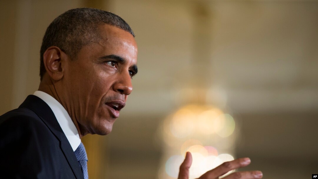 President Barack Obama di Ruang Timur Gedung Putih, Senin (13/7).