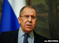 Russian Foreign Minister Sergey Lavrov attends a news conference in Moscow, Russia, April 16, 2021.