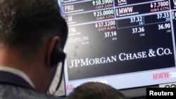 Cotizaciones de JP Morgan Chase en Wall Street.