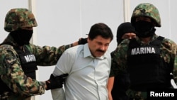 Joaquin Guzman (C) is escorted by soldiers in Mexico City, Feb. 22, 2014.