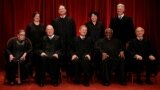 File -- U.S. Supreme Court justices, front row, from left, Ruth Bader Ginsburg, Anthony Kennedy, Chief Justice John Roberts, Clarence Thomas and Stephen Breyer; back row, from left, Elena Kagan, Samuel Alito, Sonia Sotomayor and Associate Justice Neil Gorsuch. (REUTERS/Jonathan Ernst)