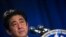 日本首相安倍晋三在纽约的一次记者会上讲话。（2013年9月27日）