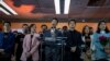 Future Forward Party leader Thanathorn Juangroongruangkit, center, speaks during a press conference after a Thailand's Constitutional Court ordered his party dissolved, in Bangkok, Thailand, Feb. 21, 2020. 