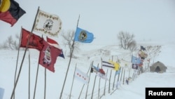 The Oceti Sakowin camp during a snowstorm as activists continue to protest the Dakota Access pipeline near the Standing Rock Indian Reservation, near Cannon Ball, North Dakota, Nov. 29, 2016.