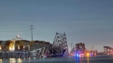 A view of the Francis Scott Key Bridge after it collapsed, in Baltimore