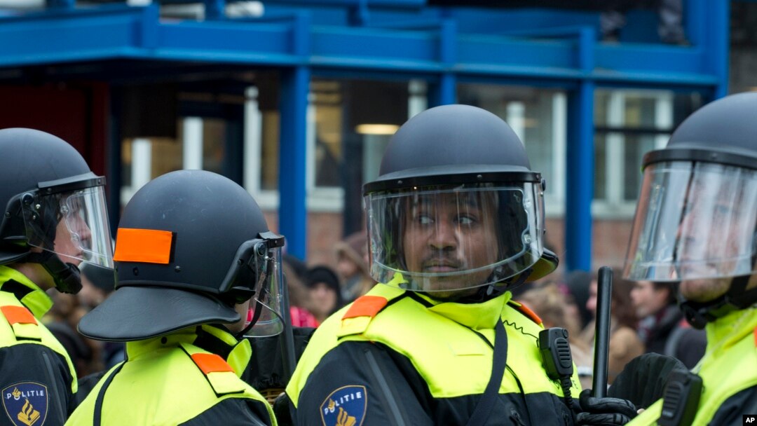 FILE - Dutch police in Amsterdam, Netherlands.