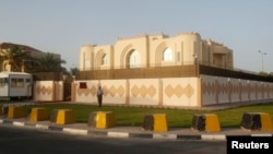 A general view of the Taliban Afghanistan Political Office in Doha, June 18, 2013. 