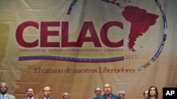 FILE- Leaders stand at the summit of the 33-member Community of Latin American and Caribbean States, in Caracas, Venezuela, December 2, 2011.