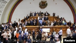A general view of Venezuela's National Assembly as supporters of Venezuela's President Nicolas Maduro (not pictured) storm into a session of the National Assembly in Caracas, Venezuela, Oct. 23, 2016.