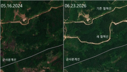 2024년 5월(왼쪽)과 이달 23일(오른쪽)을 비교한 위성사진. 기존에 없던 새 철책선이 조성된 모습을 볼 수 있다. 사진=Planet Labs