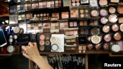 FILE - Various cosmetics are laid out at a beauty salon in Seoul, South Korea, Dec. 23, 2014.