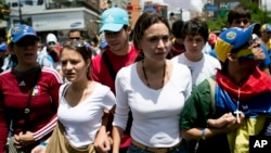 María Corina Machado durante una protesta en Caracas.