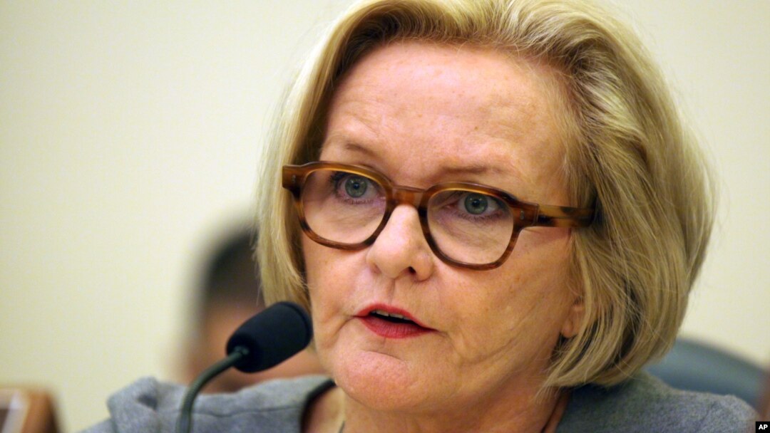 FILE - Sen. Claire McCaskill, D-Mo., questions witnesses at the Senate Commerce, Science and Transportation Subcommittee on Consumer Protection, Product Safety and Insurance.