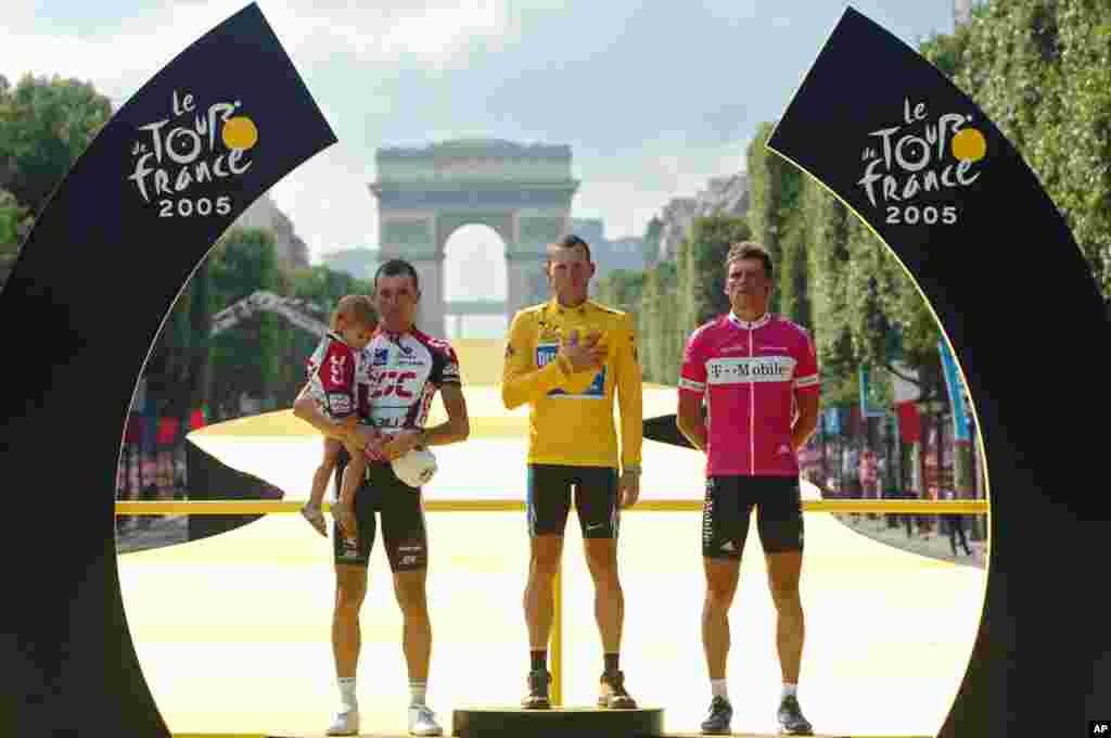 July 24, 2005: Lance Armstrong wins his seventh straight Tour de France race.