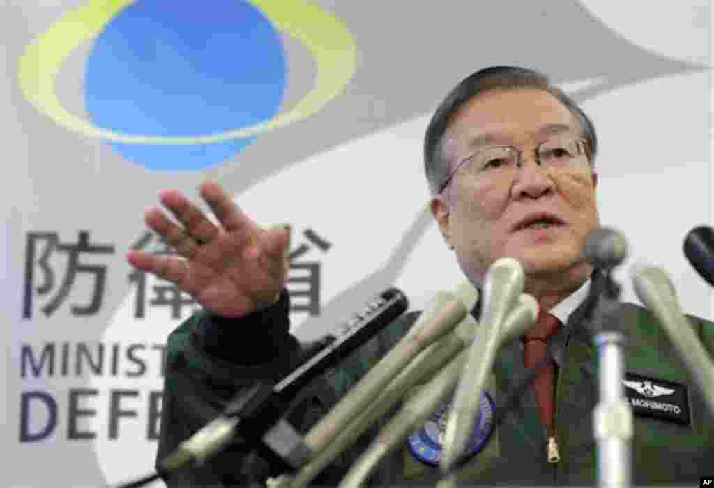 Japan's Defense Minister Satoshi Morimoto speaks during a news conference at the defense ministry in Tokyo, Wednesday, Dec. 12, 2012. North Korea appeared to successfully fire a long-range rocket Wednesday, defying international warnings as the regime of Kim Jong Un pushes forward with its quest to develop the technology needed to deliver a nuclear warhead. (AP Photo/Itsuo Inouye)
