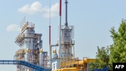 FILE - A picture shows a compressor station of Ukraine's Naftogaz national oil and gas company near the northeastern Ukrainian city of Kharkiv.