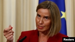 Federica Mogherini, chef de la politique étrangère de l'Union européenne à Moscou, en Russie, le 24 avril 2017.