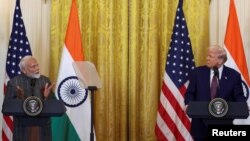 Hindistan Baş naziri Narendra Modi və ABŞ Prezidenti Donald Tramp Ağ Evdə. Vaşinqton. 13 fevral, 2025.