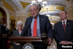 FILE—U.S. Senate Majority Leader Chuck Schumer (D-NY) speaks during a press conference on Capitol Hill in Washington, U.S., March 12, 2024.